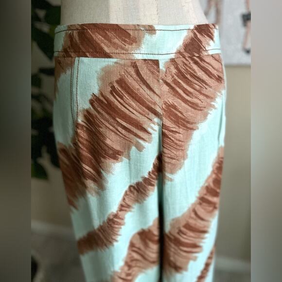 NWT Anthropologie Moon River Coastal Linen Wide Leg Camille Pants Size Medium - Picture 9 of 11